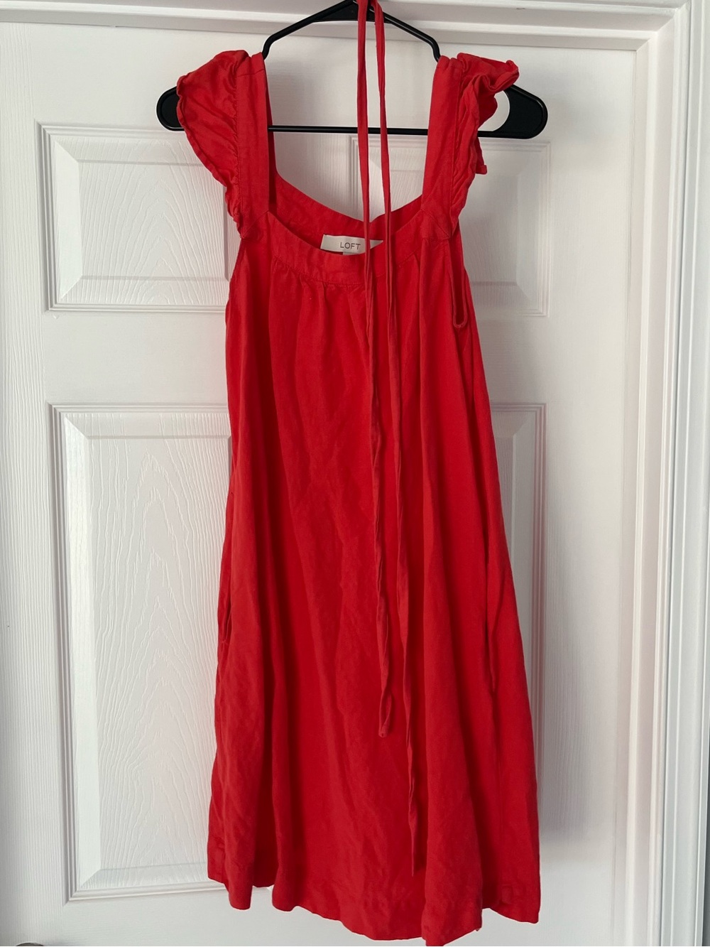 LOFT Vibrant Red Tie-Neck Sundress